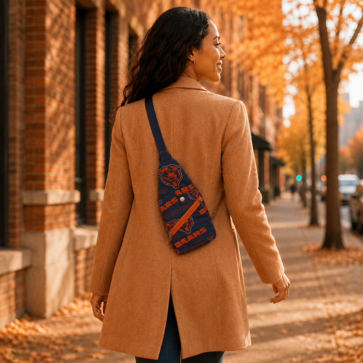 Navy & Orange Gameday Sling Crossbody Bag – Handmade