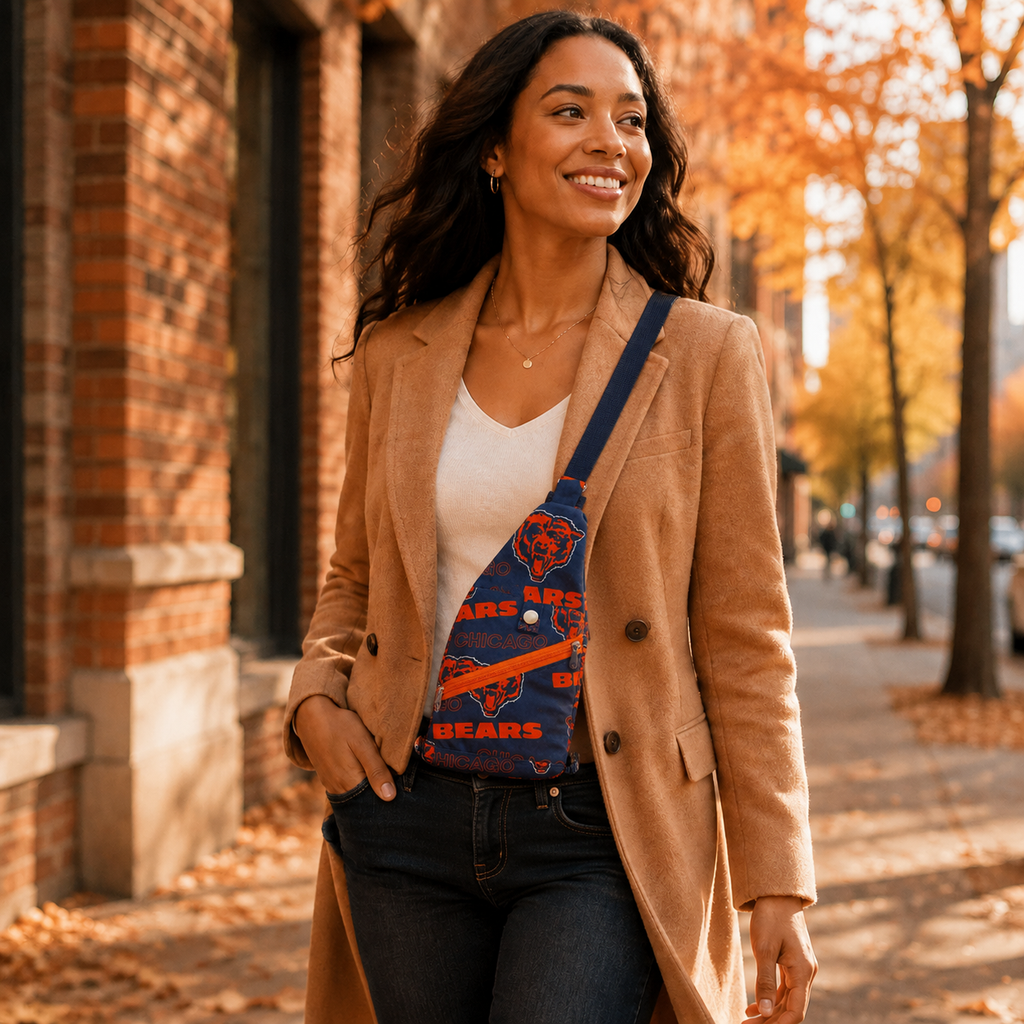 Navy & Orange Gameday Sling Crossbody Bag – Handmade