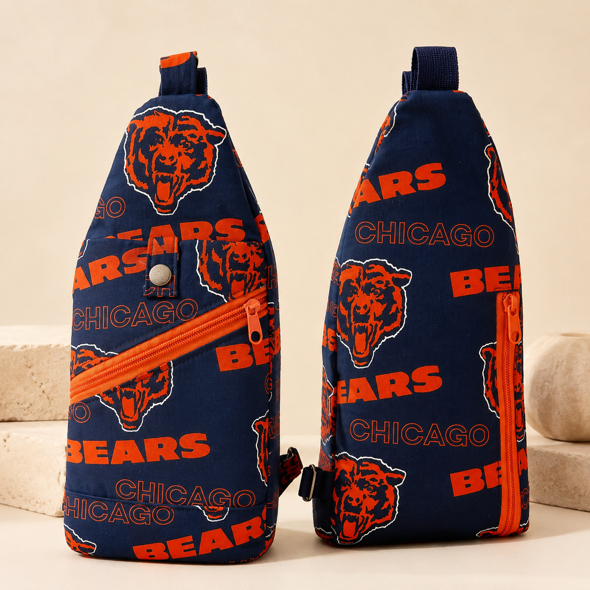 Navy & Orange Gameday Sling Crossbody Bag – Handmade